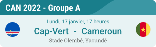 prédiction football sur le match du groupe A de la CAN 2022 Cap-Vert vs Cameroun