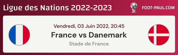 Aperçu Ligue des Nations France vs Danemark du 03 juin 2022