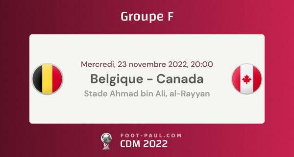 Informations sur le match du groupe F de la CDM 2022 entre la Belgique et le Canada