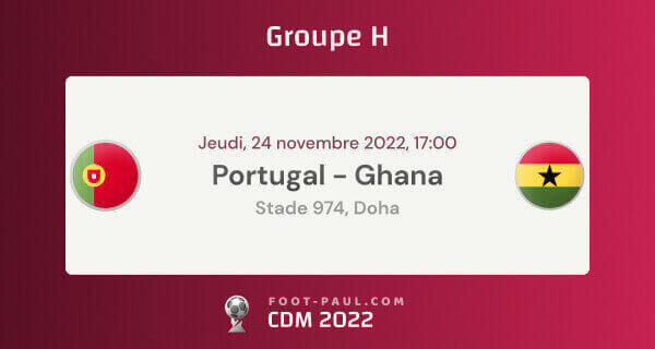 Informations sur le match du groupe H de la CDM 2022 entre le Portugal et le Ghana