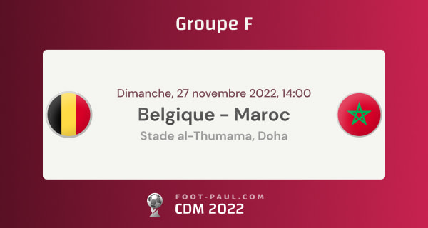 Informations sur le match du groupe F de la CDM 2022 entre la Belgique et le Maroc