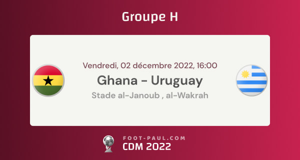 Informations sur le match du groupe H de la CDM 2022 entre le Ghana et l'Uruguay