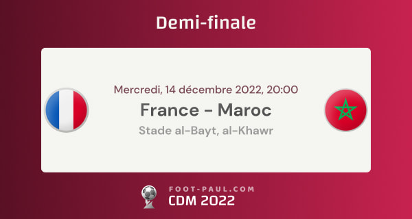 Informations sur la demi-finale de la Coupe du monde 2022 France vs Maroc