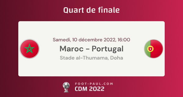 Informations quart de finale de la Coupe du monde 2022 Maroc vs Portugal