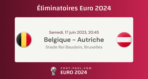 Aperçu du match Belgique vs Autriche des qualifications à l'Euro 2024