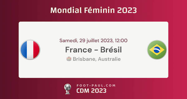 Informations sur le match France vs Brésil à la Coupe du monde féminine 2023