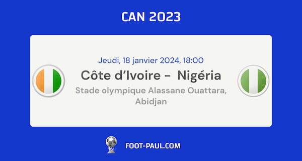 Aperçu du match du groupe A de la CAN 2023 entre la Côte d'Ivoire et le Nigéria